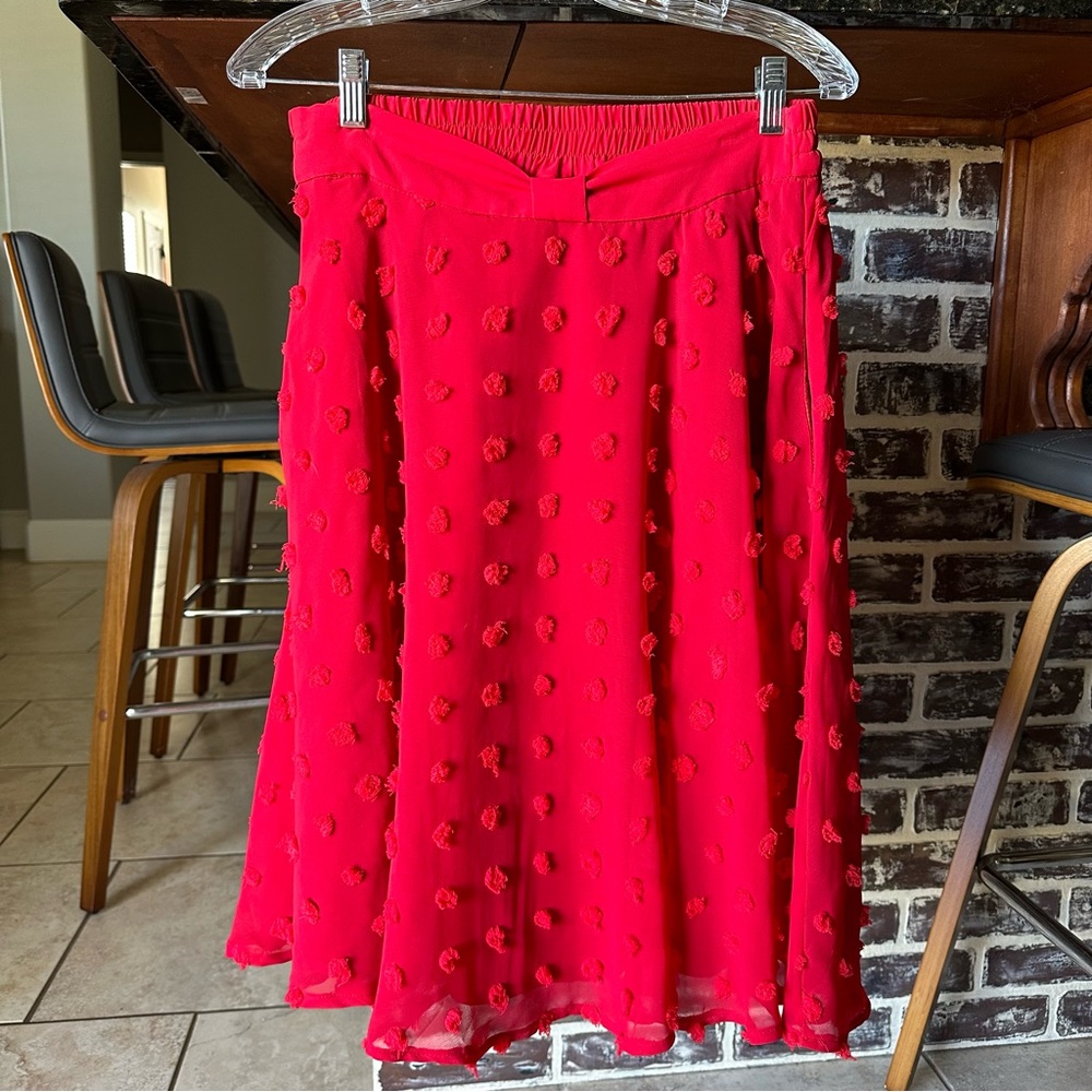ModCloth Red Textured Polka Dot Skirt. Size Large.